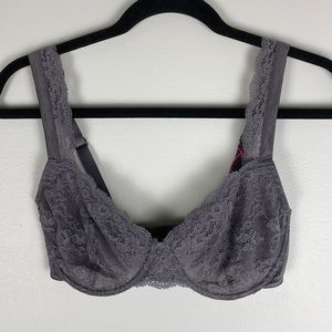 Stella McCartney NWT Lace Bra 32DD/E Gray Unlined Clara Whispering Mercury